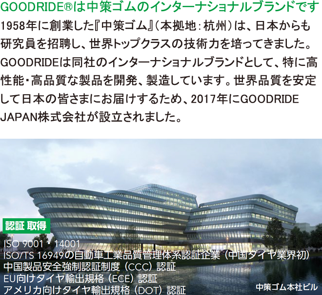GOODRIDEは中策ゴムのインターナショナルブランドです